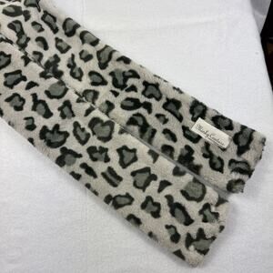 Minky Couture Scarf Womens Gray Leopard Print Soft Luxury Mobwife Winter Snow